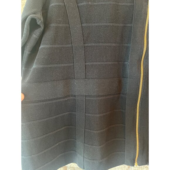 Lane Bryant Knit Black Textured Zip-Front Cardigan Jacket Sz 22/24 Gold Hardware - Picture 5 of 8